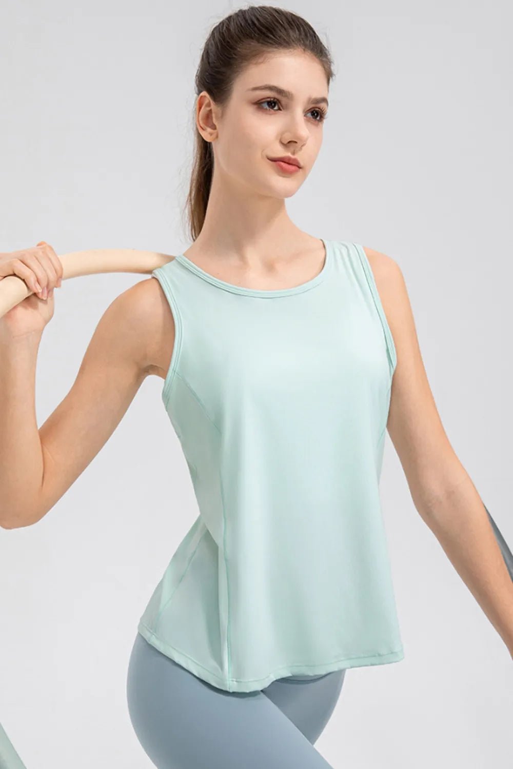 Wide Strap Round Neck Active Tank - MAD RUFFI