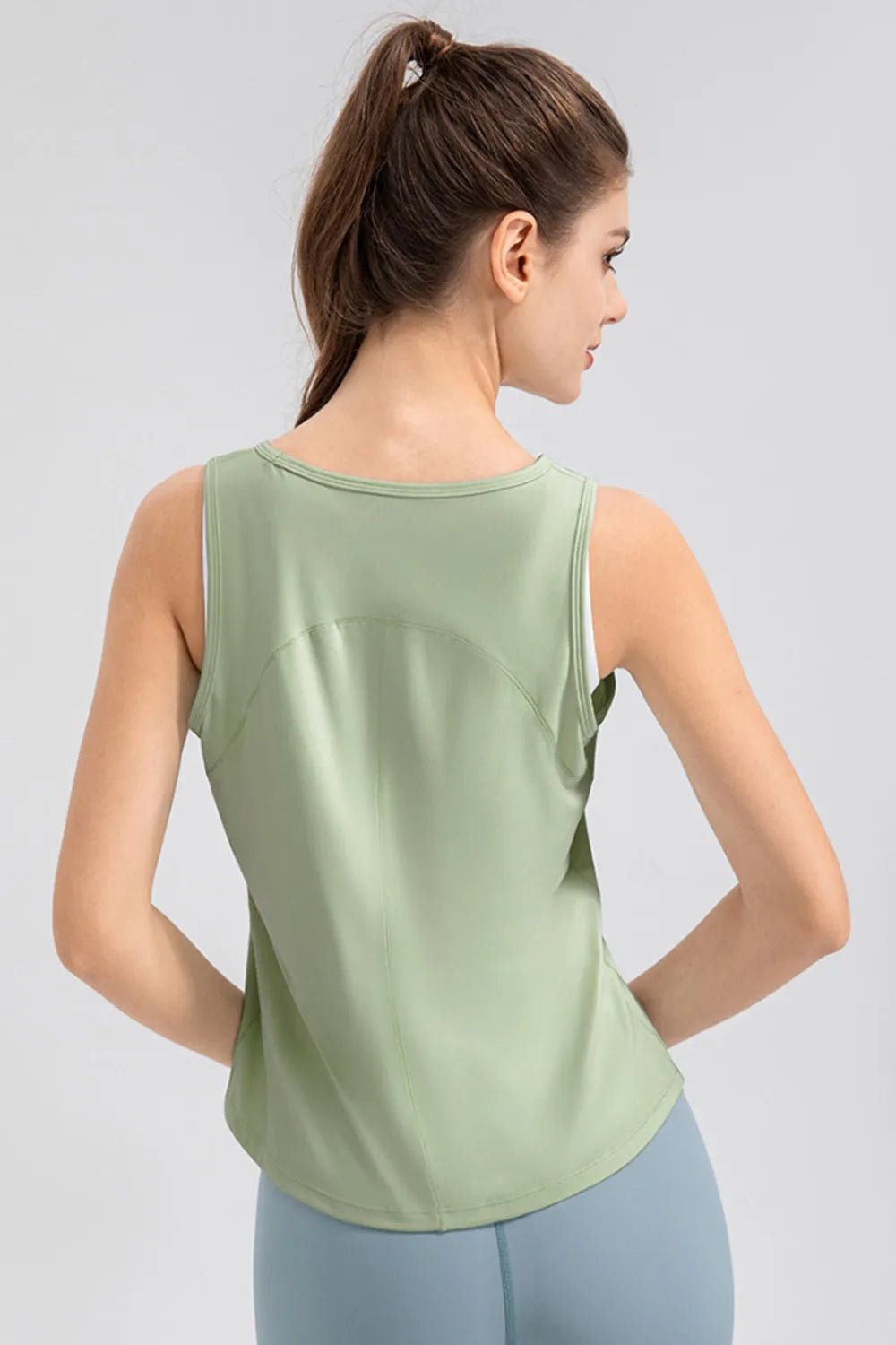 Wide Strap Round Neck Active Tank - MAD RUFFI