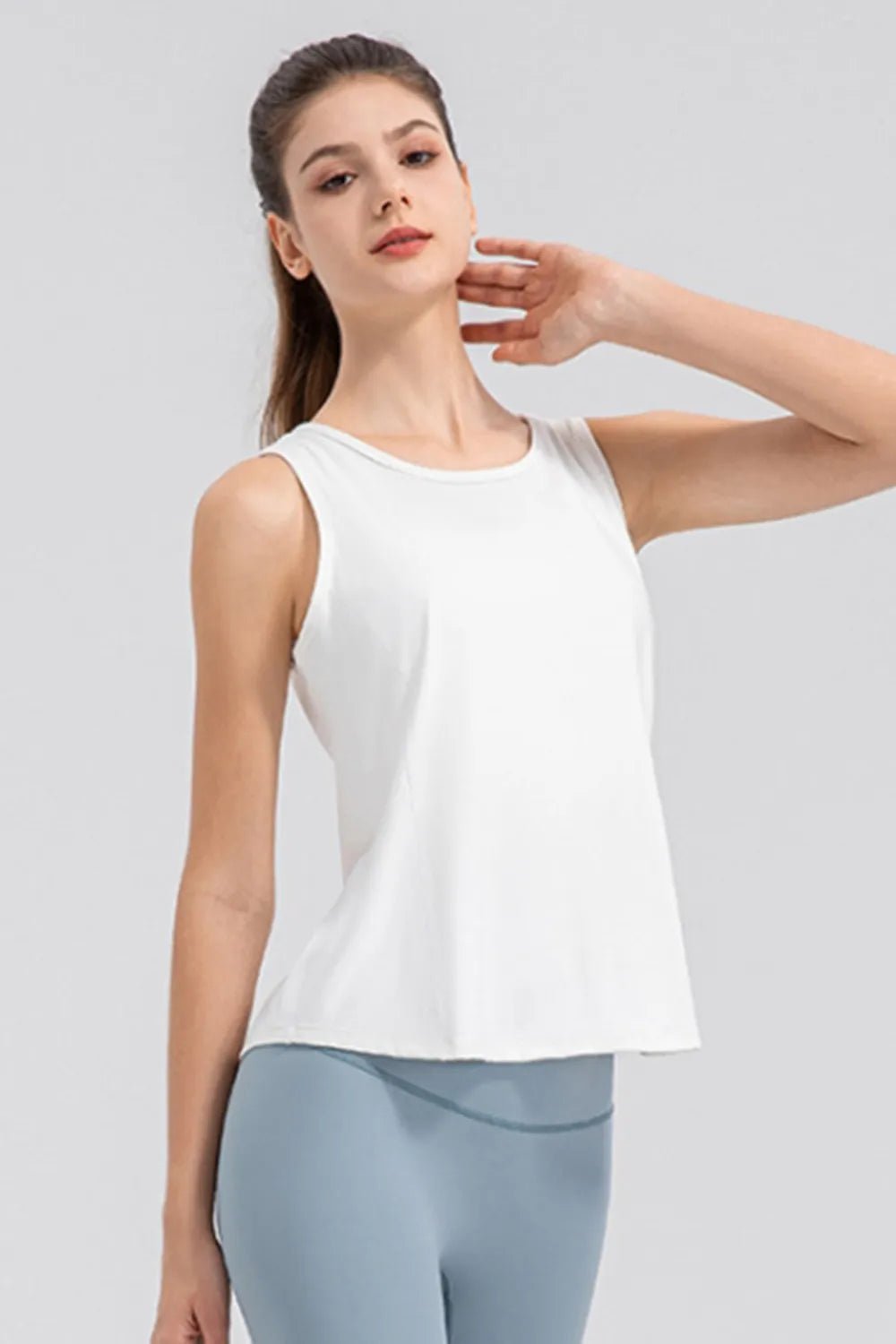Wide Strap Round Neck Active Tank - MAD RUFFI