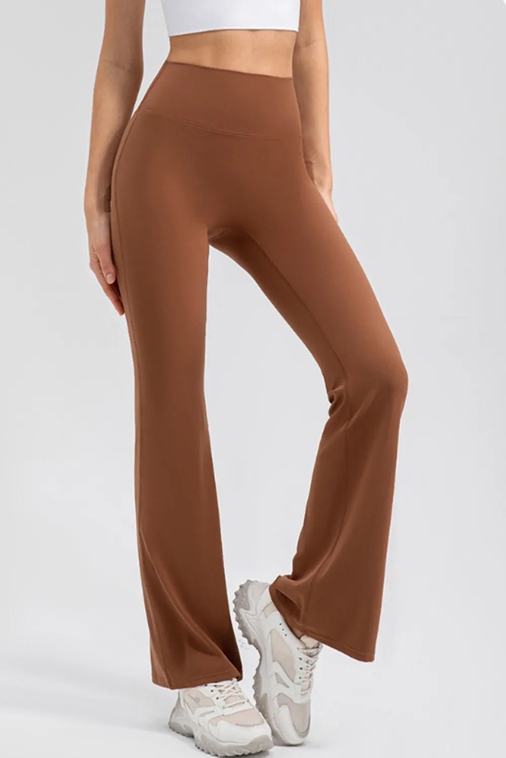 Wide Waistband High Waist Bootcut Active Leggings - MAD RUFFI