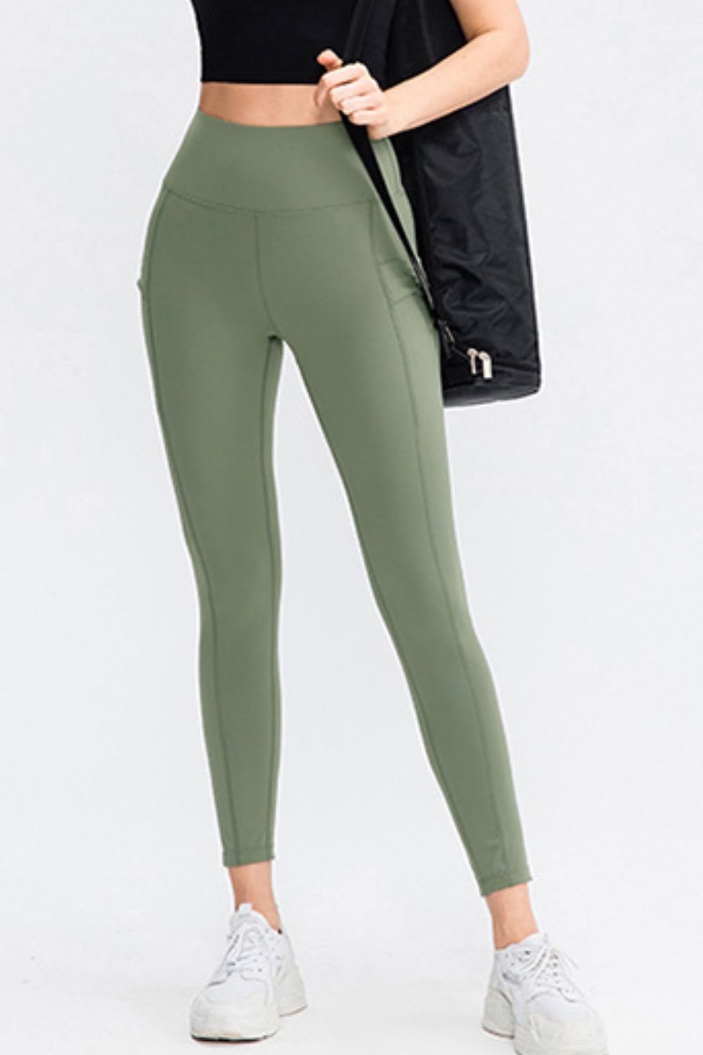 Wide Waistband Slim Fit Long Sports Pants with Pocket - MAD RUFFI