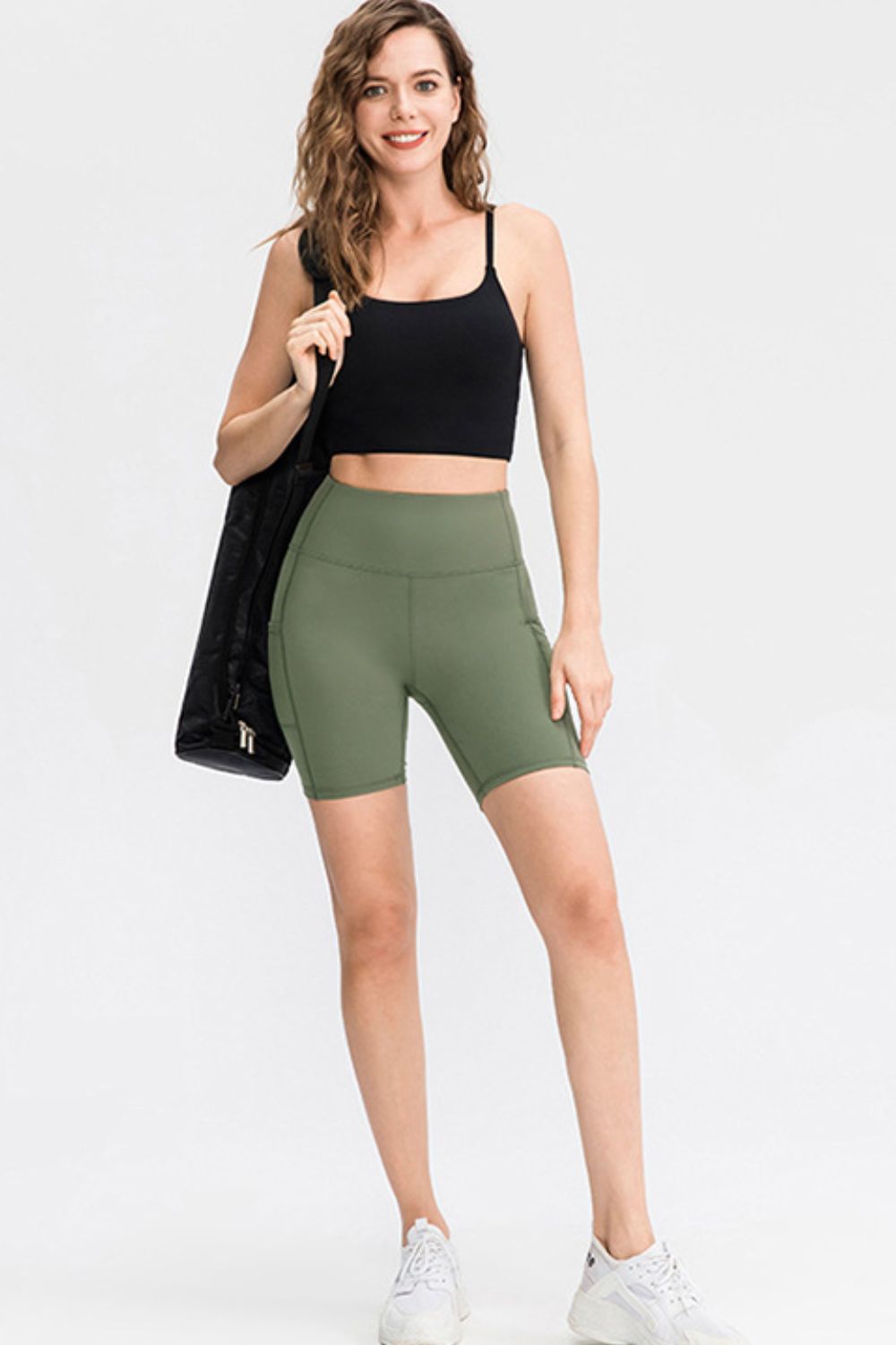 Wide Waistband Sports Shorts with Pockets - MAD RUFFI