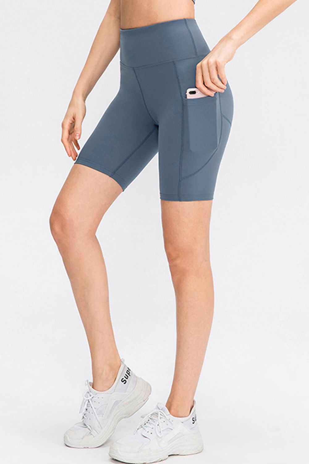 Wide Waistband Sports Shorts with Pockets - MAD RUFFI
