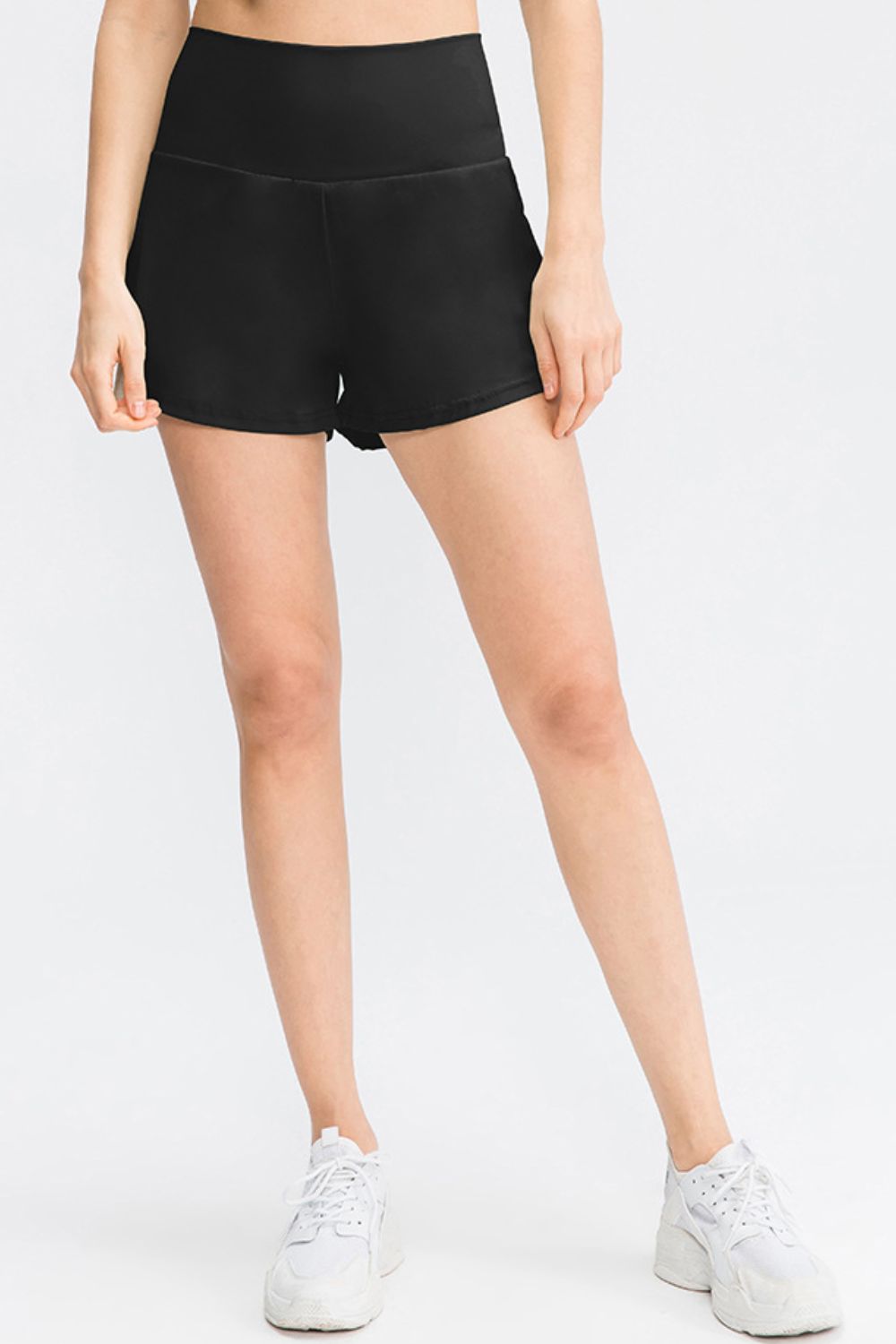 Wide Waistband Sports Shorts with Pockets - MAD RUFFI