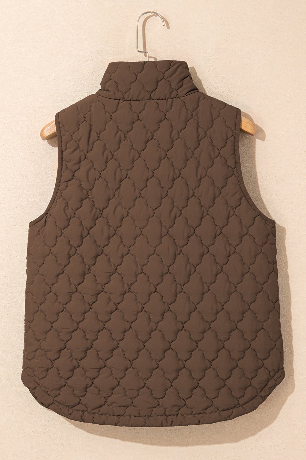Wild Ginger Flower Shape Quilted Snap Button Zip Up Winter Vest - MAD RUFFI
