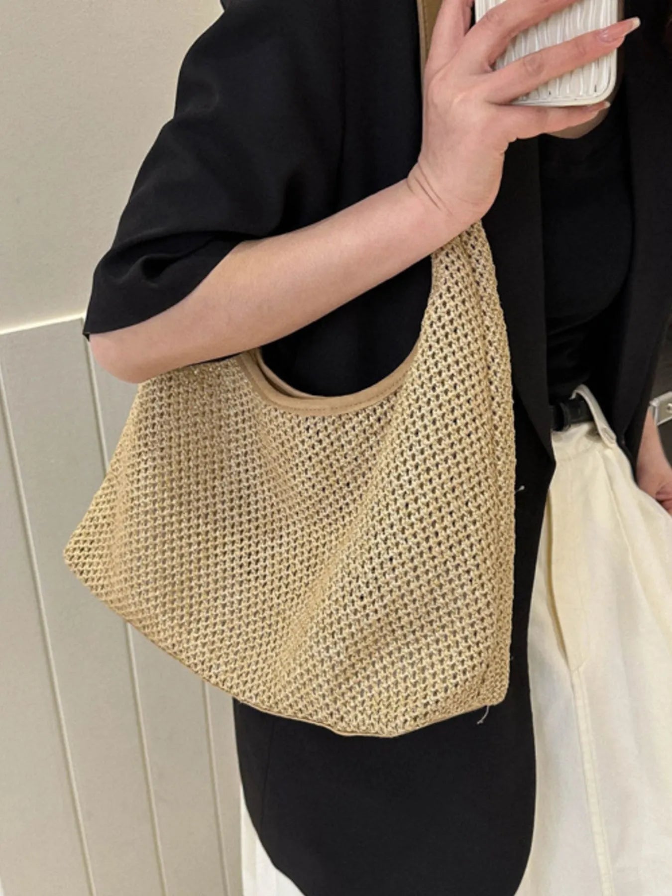 Woven Straw Shoulder Bag - MAD RUFFI