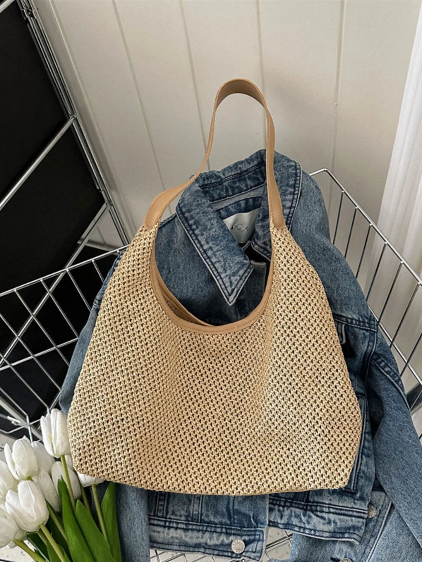 Woven Straw Shoulder Bag - MAD RUFFI