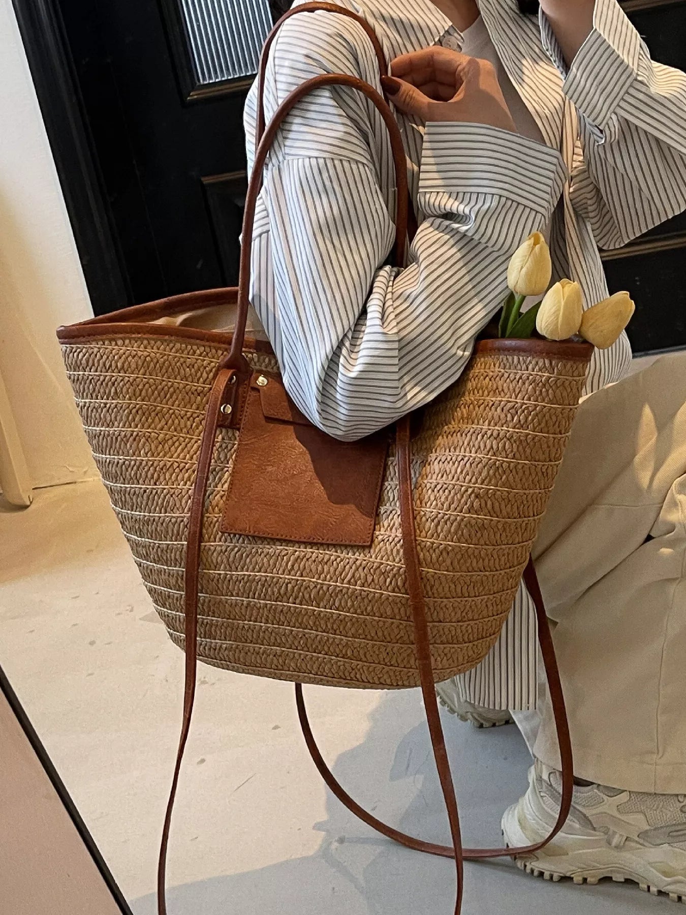Woven Straw Tote Bag - MAD RUFFI