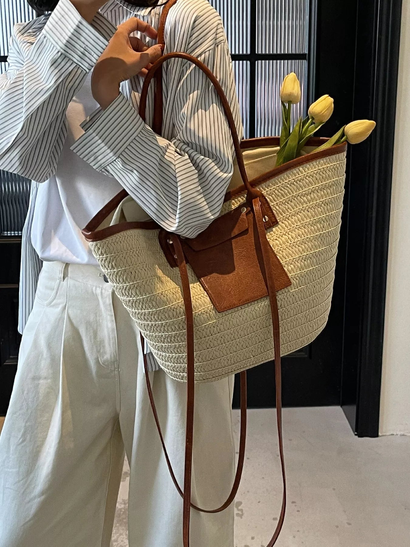 Woven Straw Tote Bag - MAD RUFFI