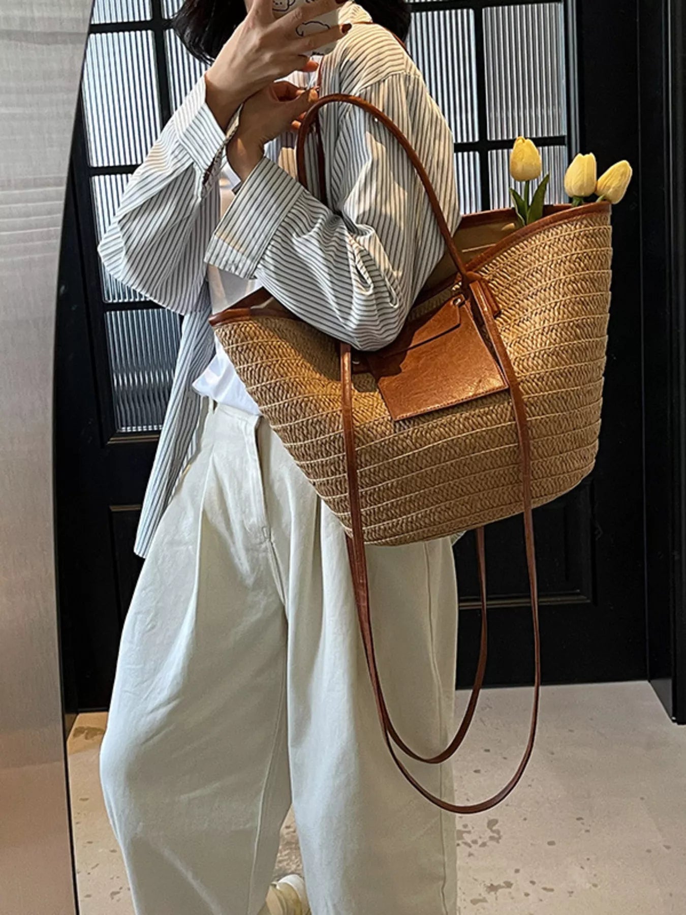 Woven Straw Tote Bag - MAD RUFFI