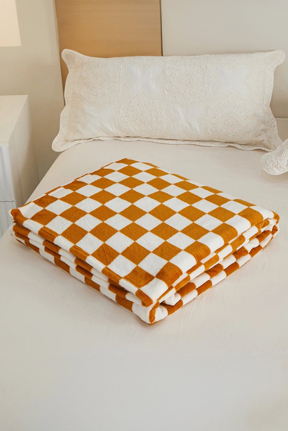 Yellow Checkerboard Printed Soft Throw Blanket - MAD RUFFI