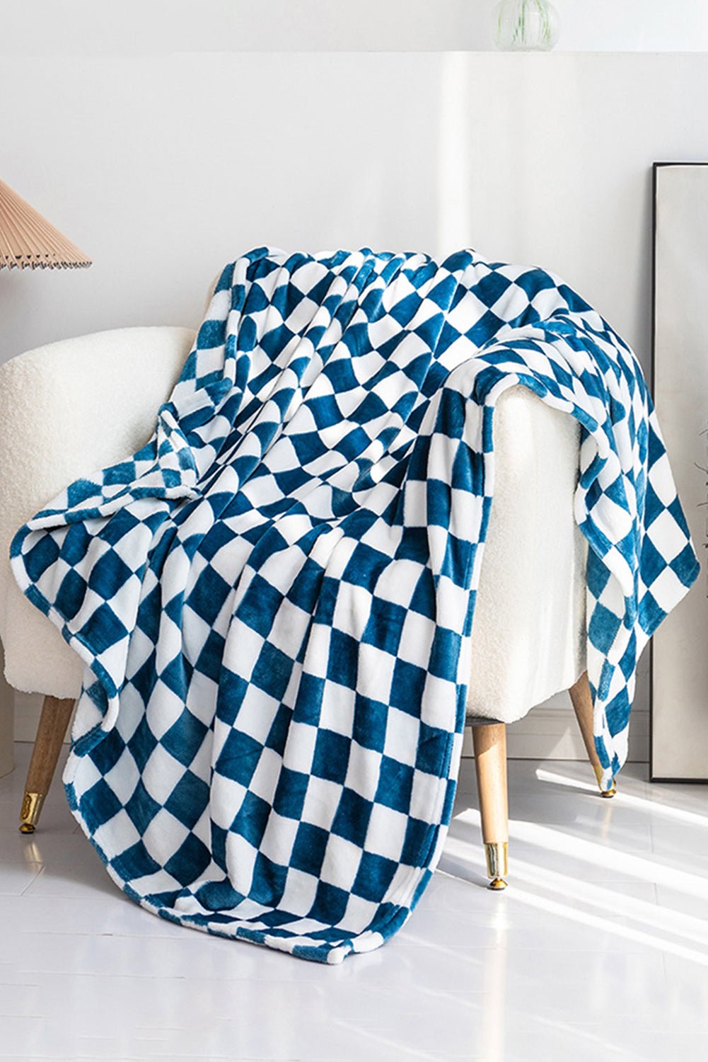 Yellow Checkerboard Printed Soft Throw Blanket - MAD RUFFI