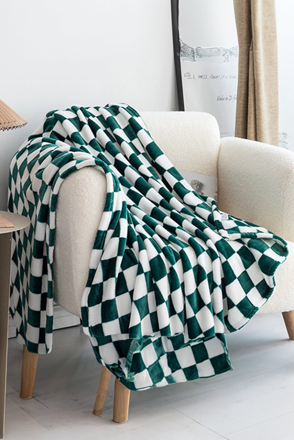 Yellow Checkerboard Printed Soft Throw Blanket - MAD RUFFI