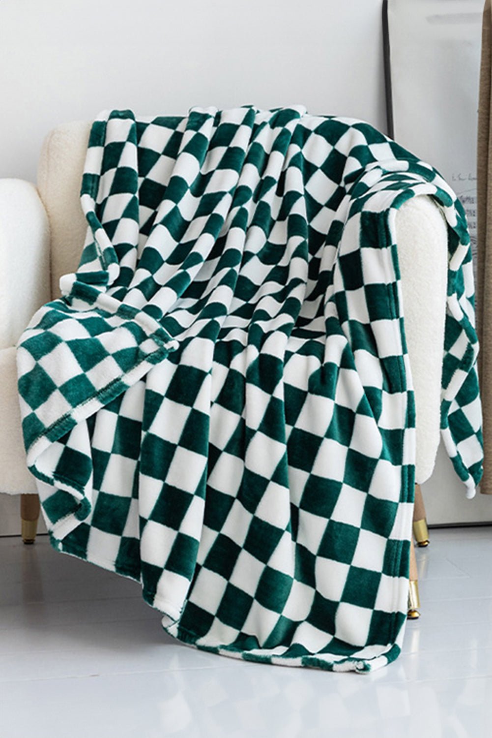 Yellow Checkerboard Printed Soft Throw Blanket - MAD RUFFI