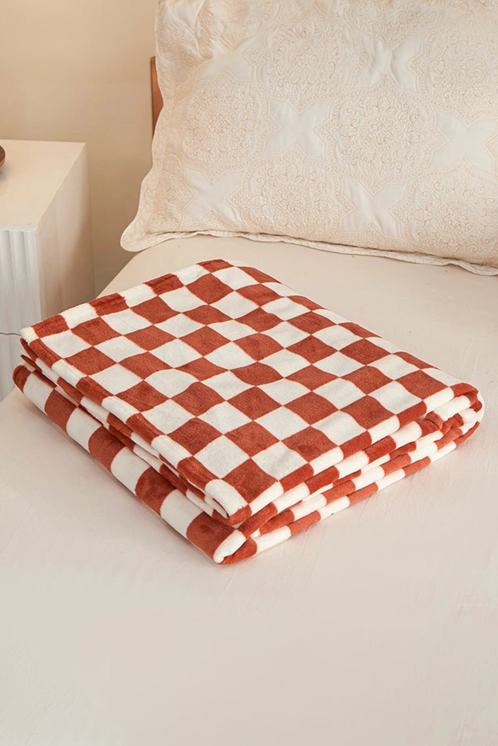Yellow Checkerboard Printed Soft Throw Blanket - MAD RUFFI