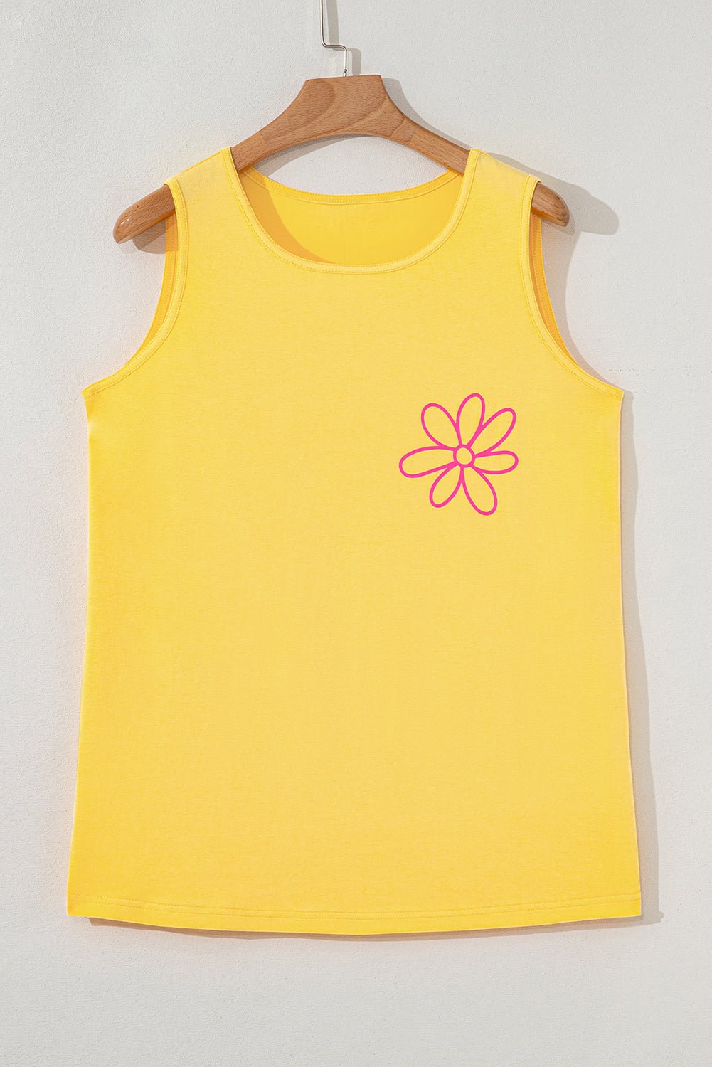 yellow cream flower graphic summer tank top - MAD RUFFI