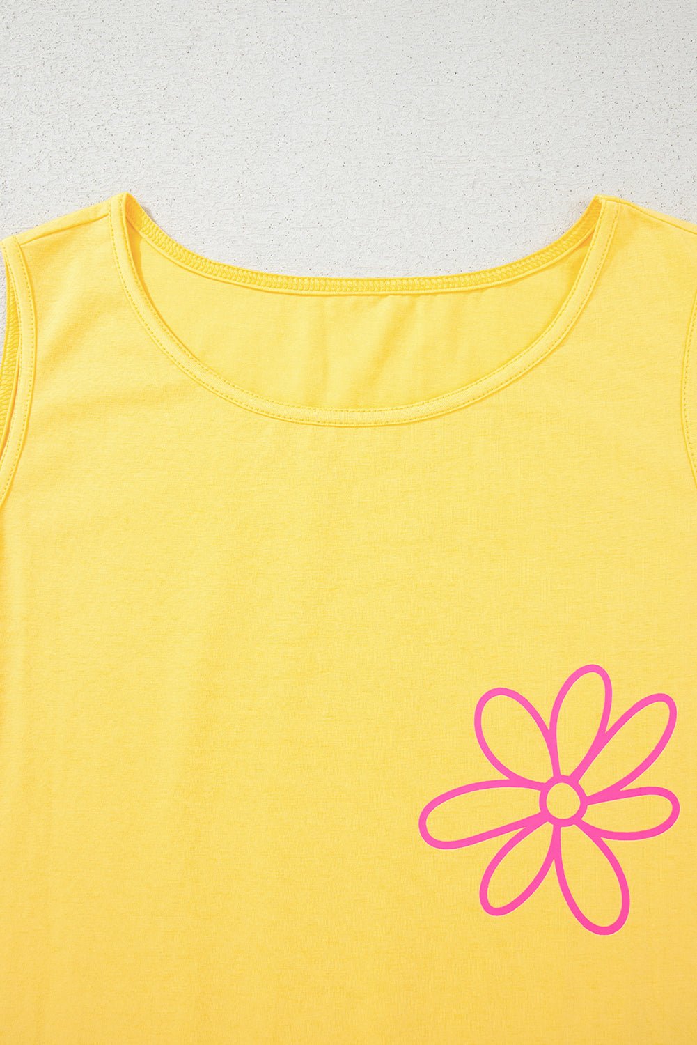 yellow cream flower graphic summer tank top - MAD RUFFI