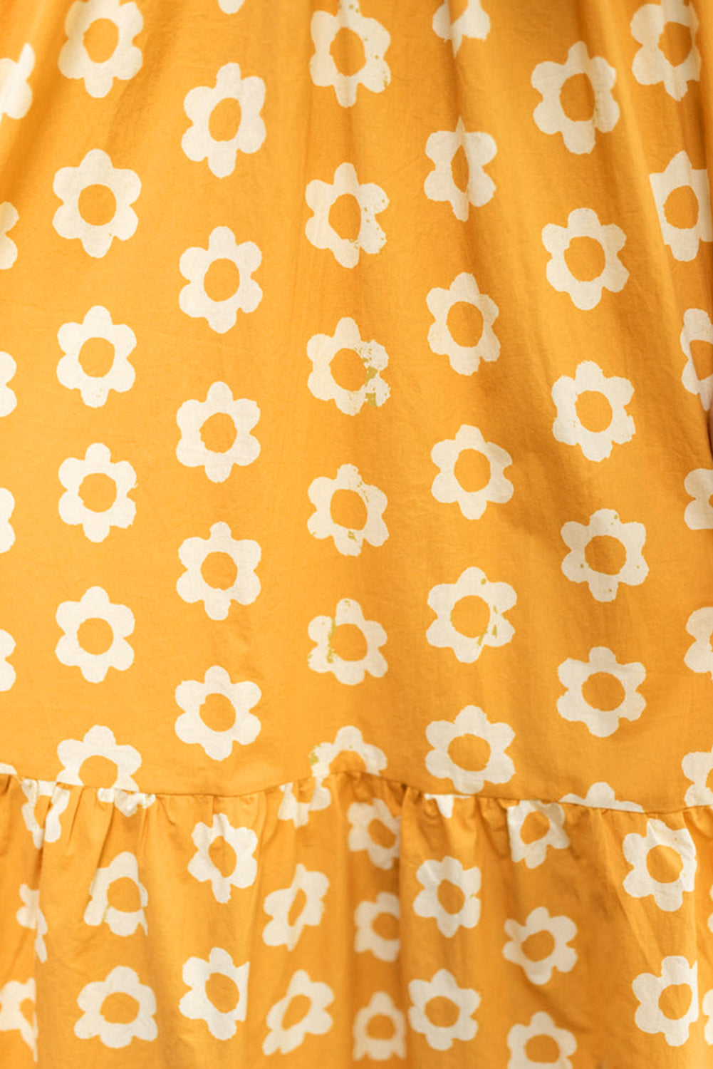 Yellow Flower Print Bracelet Sleeve Buttons Collared Maxi Dress - MAD RUFFI