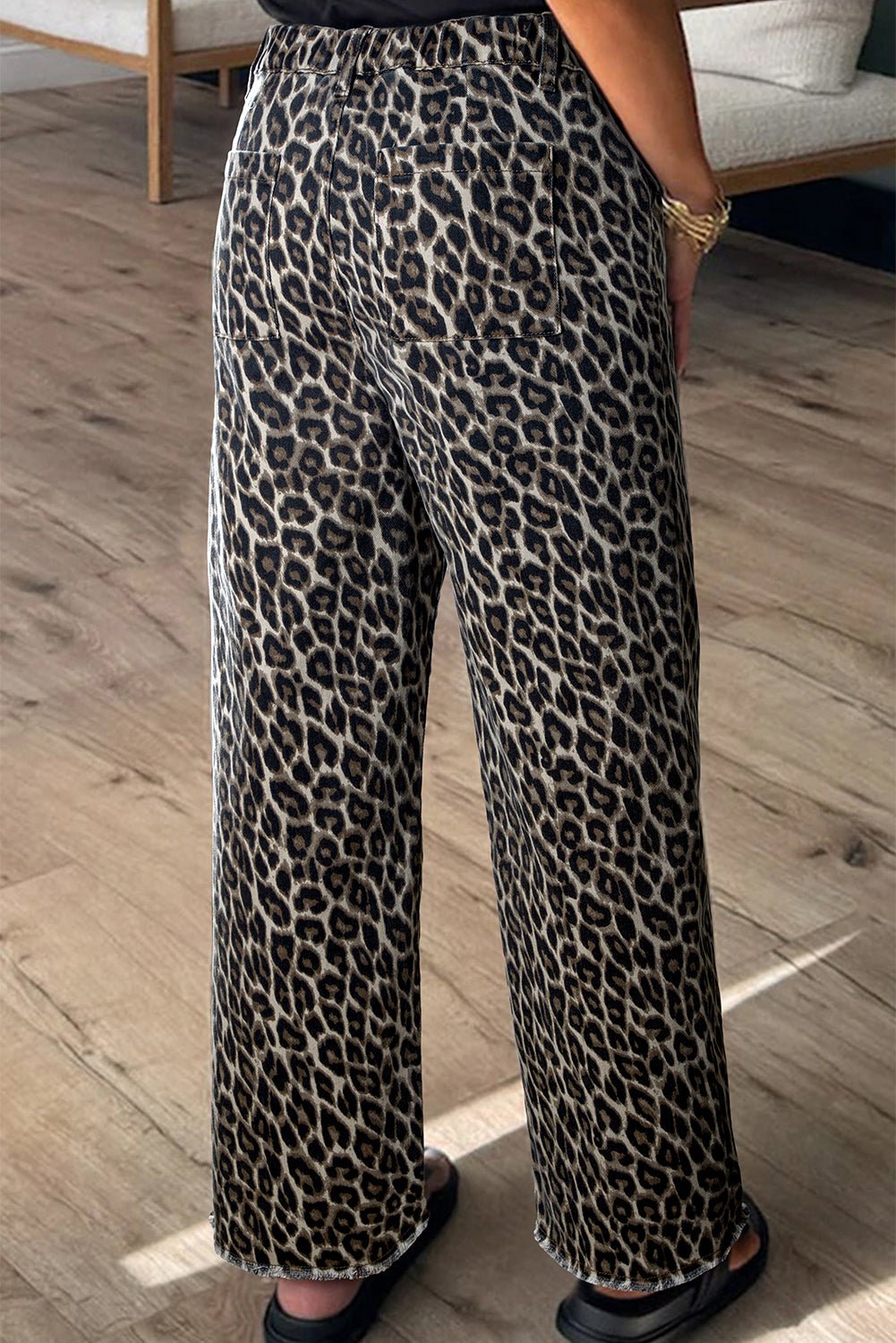 Yellow Leopard Straight Loose Leg Jeans - MAD RUFFI