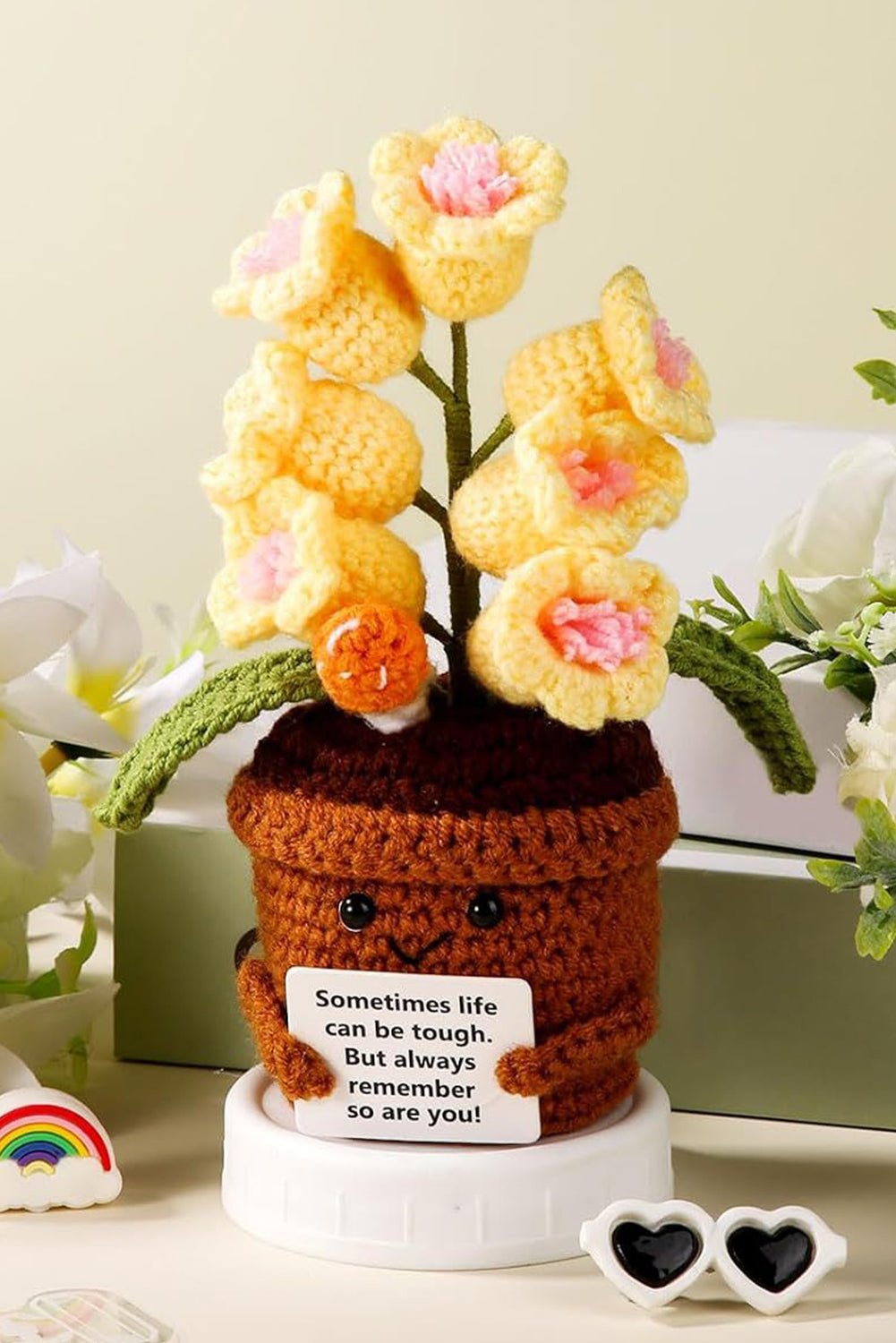 Yellow Positive Crochet Lily of the Valley Pot Home Decoration - MAD RUFFI