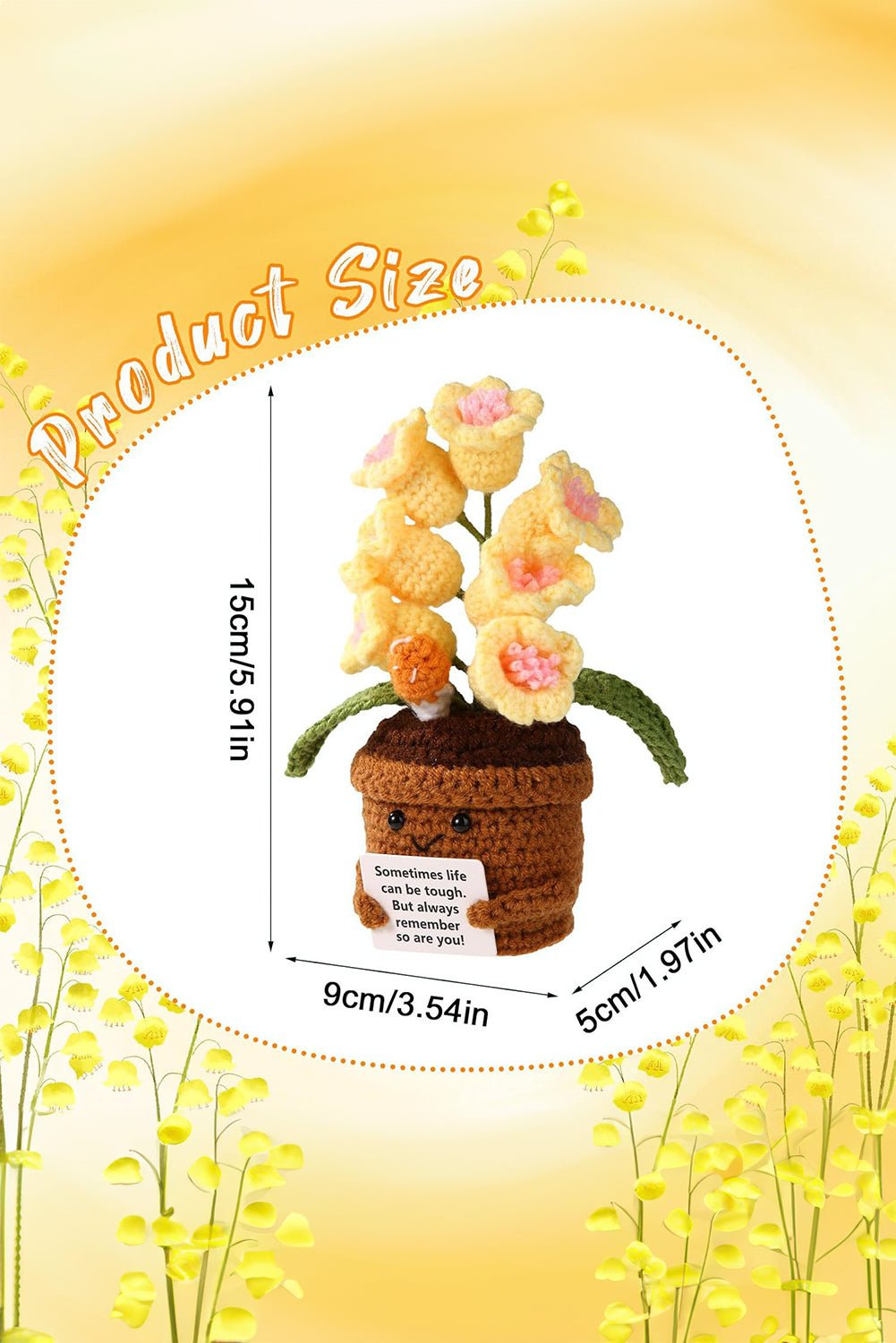 Yellow Positive Crochet Lily of the Valley Pot Home Decoration - MAD RUFFI
