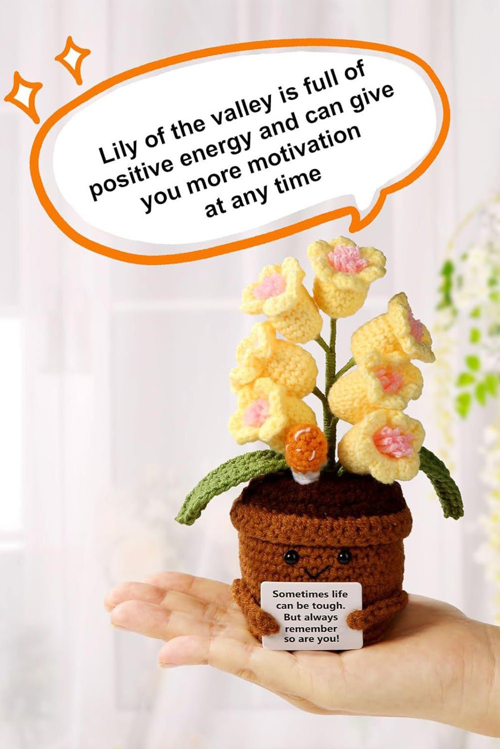 Yellow Positive Crochet Lily of the Valley Pot Home Decoration - MAD RUFFI
