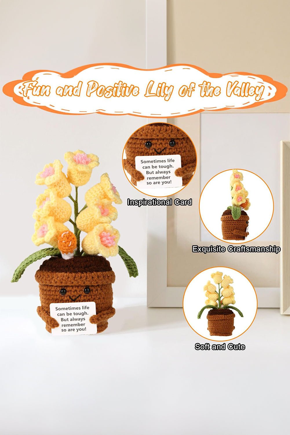 Yellow Positive Crochet Lily of the Valley Pot Home Decoration - MAD RUFFI