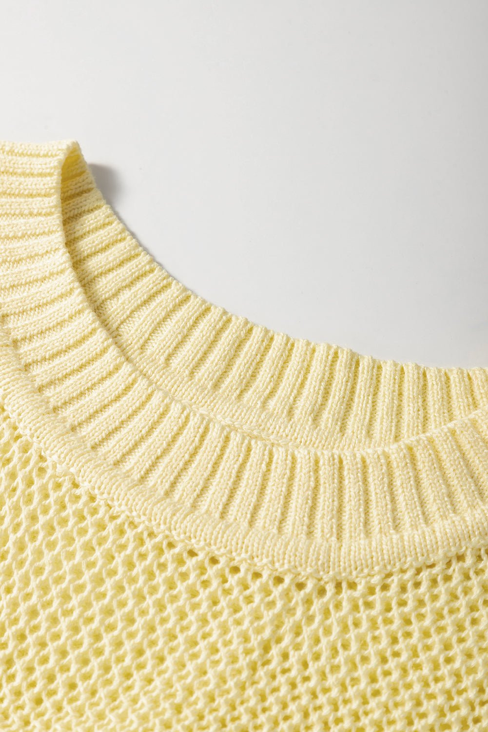 Yellow Solid Color Hollowed Knit Round Neck Sweater Vest - MAD RUFFI