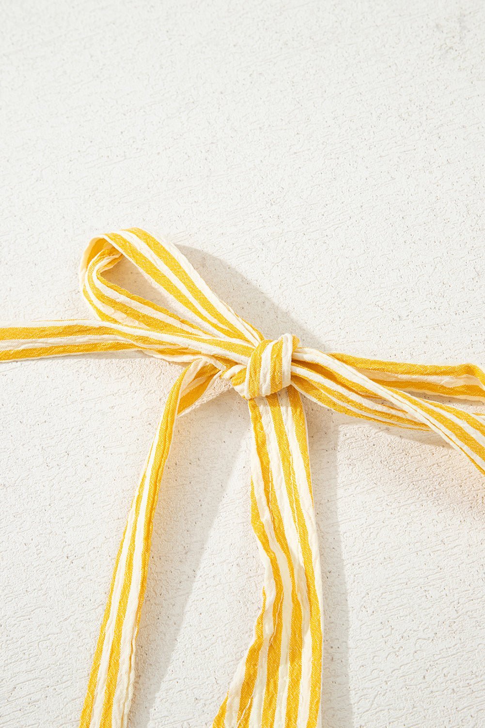 Yellow Stripe Tie Strap Smocked Back Wide Leg Romper - MAD RUFFI