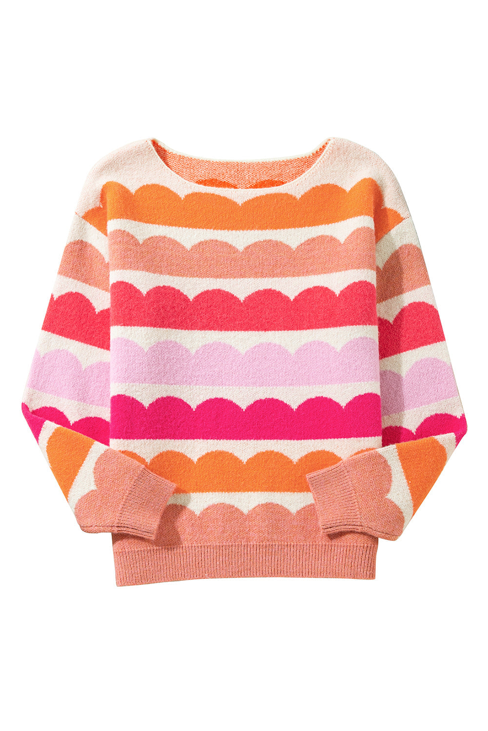 Yellow Wave Striped Balloon Sleeve Drop Shoulder Sweater - MAD RUFFI