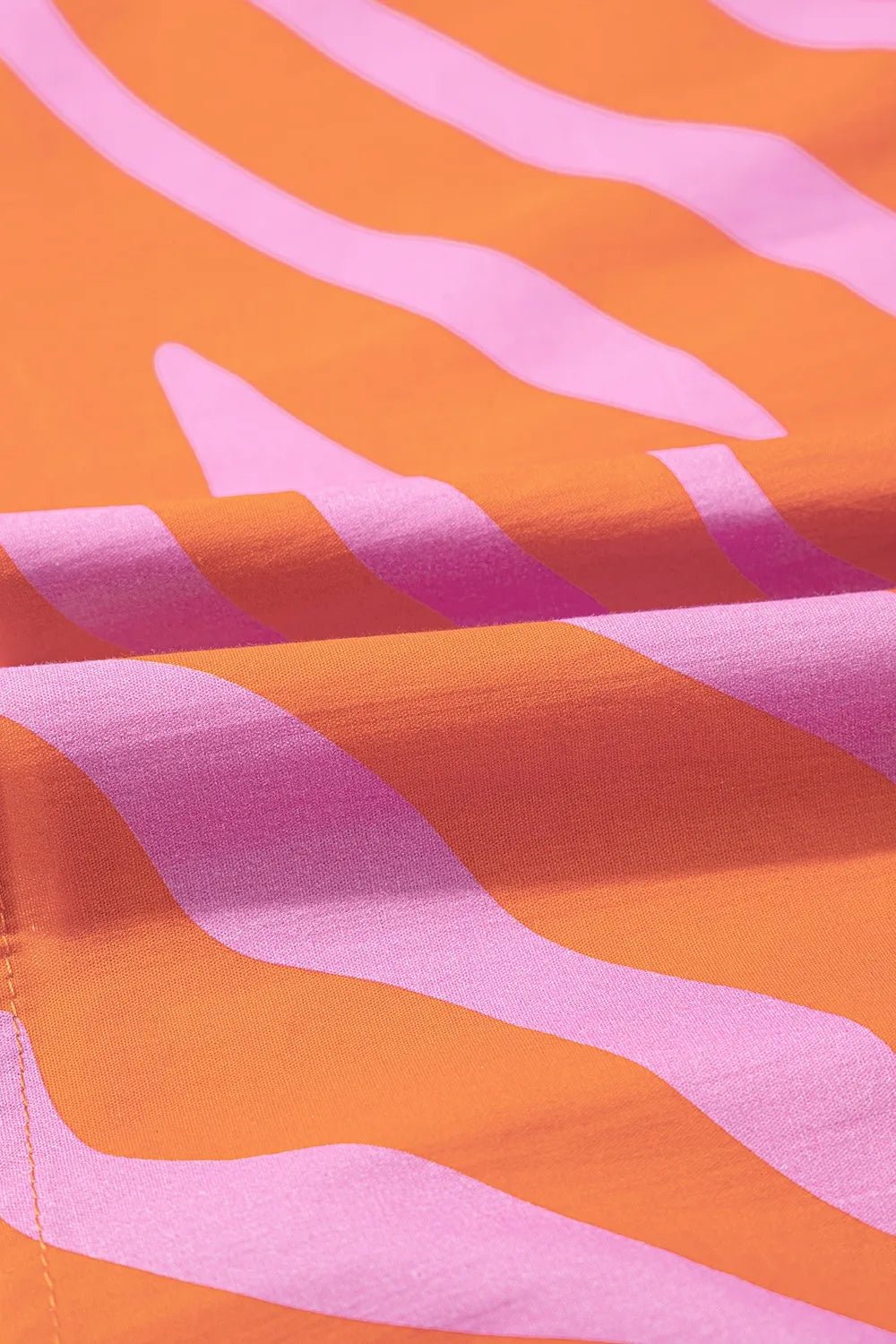 Zebra Stripe Print Ruched Cuff Half Sleeve V Neck Blouse - MAD RUFFI