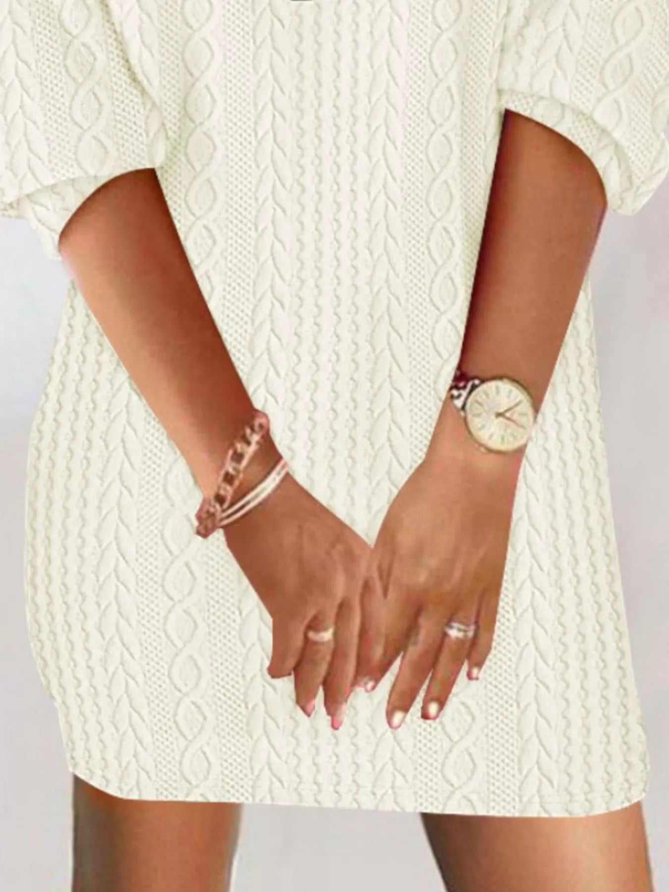 Zip Detail Textured Knit Mini Sweater - MAD RUFFI