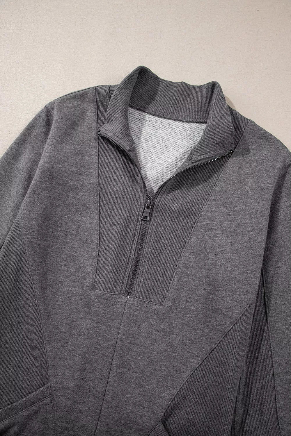 Zip Front Long Sleeve Sweatshirt Dress - MAD RUFFI