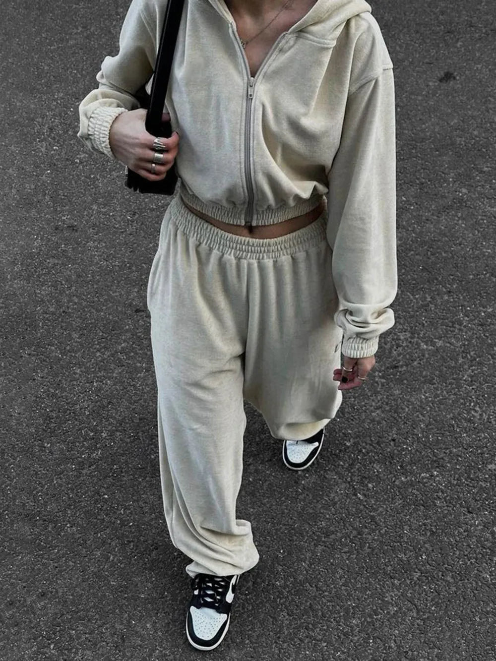 Zip Up Hoodie and Pocketed Pants Set - MAD RUFFI