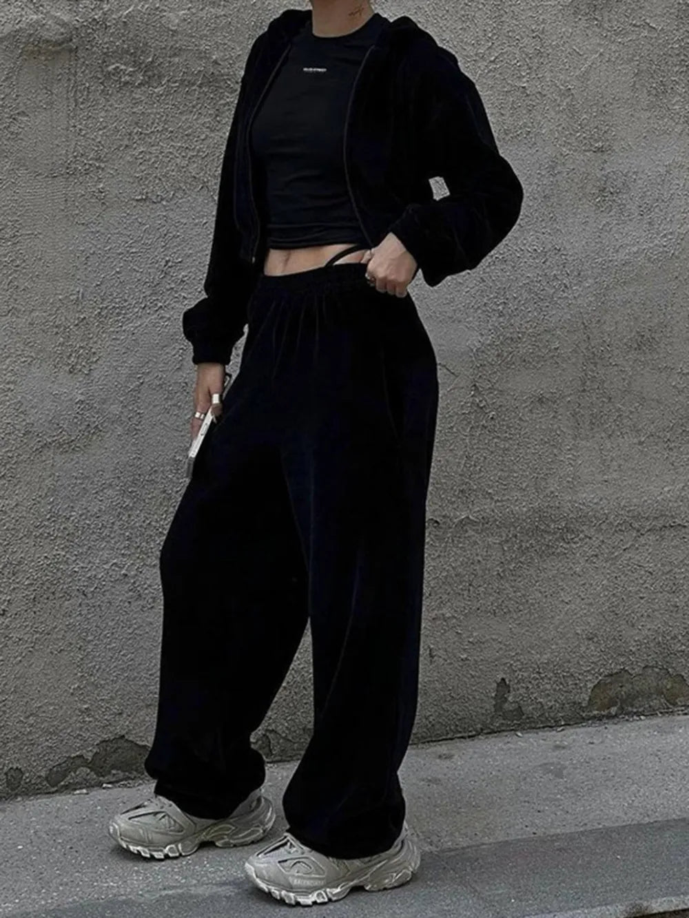 Zip Up Hoodie and Pocketed Pants Set - MAD RUFFI