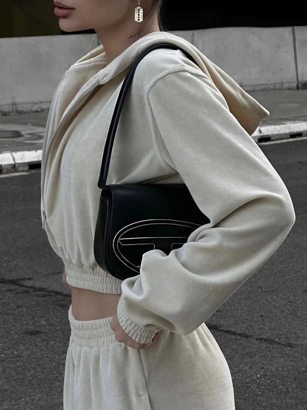 Zip Up Hoodie and Pocketed Pants Set - MAD RUFFI