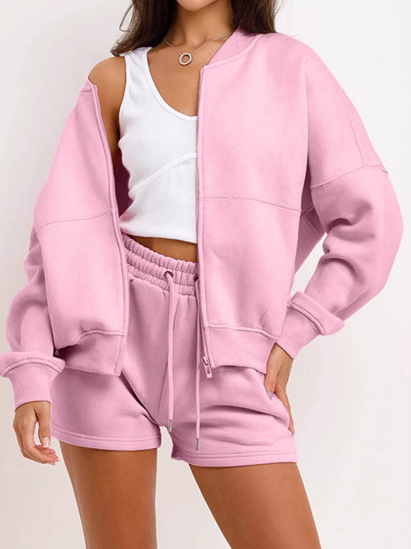 Zip Up Jacket and Shorts Set - MAD RUFFI