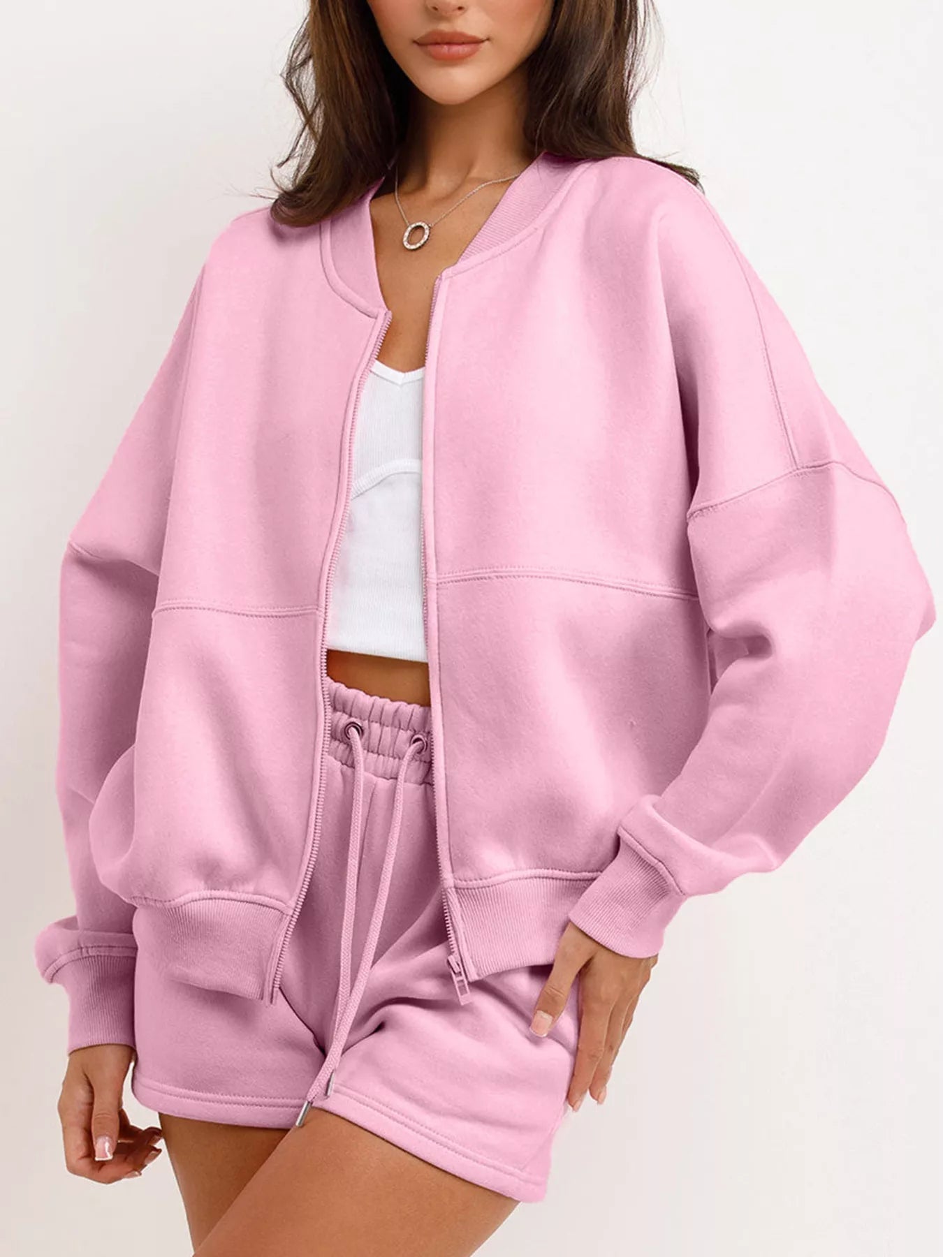 Zip Up Jacket and Shorts Set - MAD RUFFI